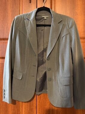 Women's Gray Blazer - Professional Tailored Jacket - stretch material size 6